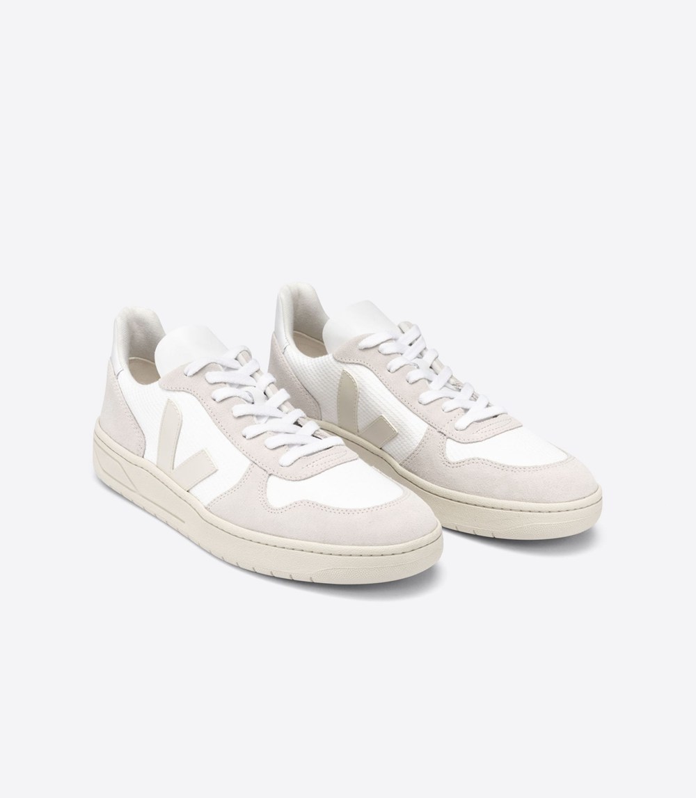 Veja Trainers Mens White/Beige - V-10 B-mesh - BQFS-96701